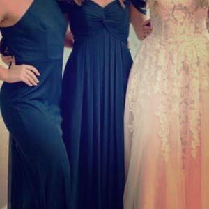 Dark blue formal off the shoulder dress